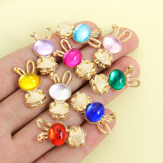 10 chiếc Bùa hợp kim thỏ dễ thương với khảm thủy tinh 9 màu, Bông tai vòng cổ sang trọng Móc khóa DIY Thắt nơ Bunny Mặt dây chuyền - Hoàn hảo cho lễ Phục sinh Trang trí treo tường tại nhà & tiệc