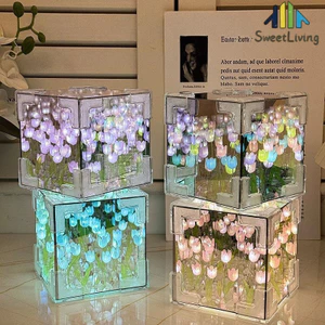 Đèn Ngủ Nhỏ Hình Bó Hoa Gương Bằng Acrylic Diy Đèn Ngủ Hoa Tulip Biển Món Quà Tặng Cho Trẻ Em