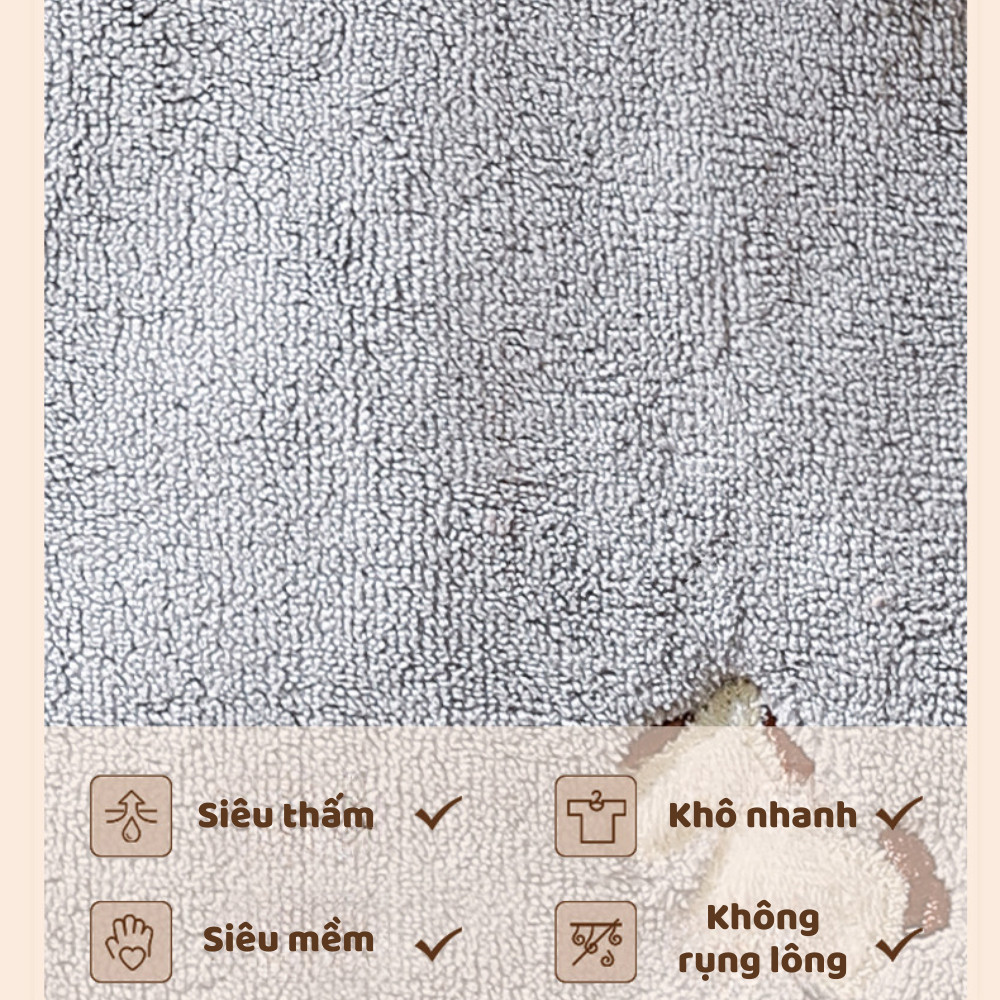 Khăn lau tay nhà bếp phòng tắm hình động vật dễ thương chất liệu nhung lông cừu san hô siêu thấm hút