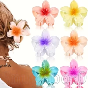 Kẹp tóc Plumeria ngọt ngào mùa xuân hè - Kẹp móng vuốt hoa Dopamine thanh lịch - Phụ kiện tóc đầy màu sắc Acrylic sống động dành cho nữ