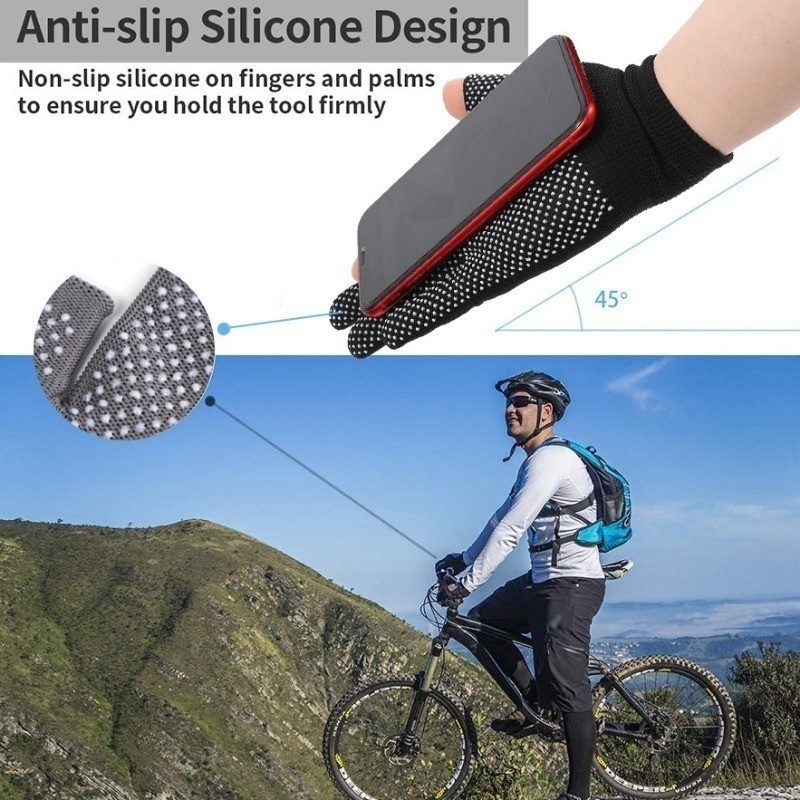 1 / 3 / 5 Đôi Găng Tay Nửa Ngón Chống Trơn Trượt / Găng Tay Làm Việc An Toàn Nylon Thoáng Khí