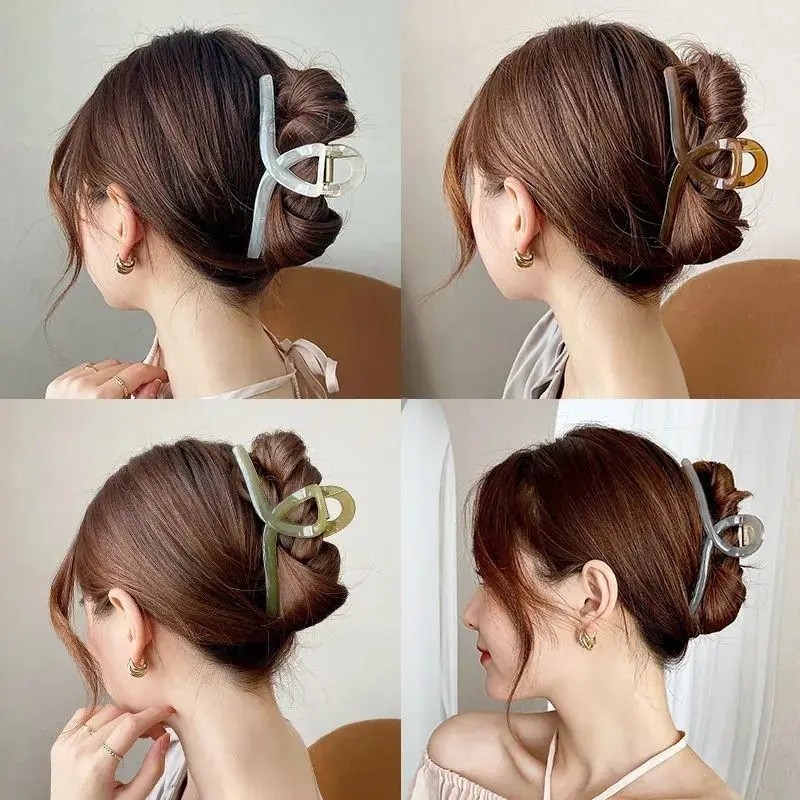 Series Hàn Quốc Kẹp Tóc Lớn Cá Mập Kẹp Màu Thạch Thích Hợp Cho Mặt Sau Đầu Nữ Mùa Hè Lấy Kẹp