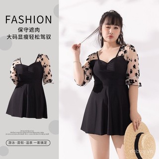 2025 Đồ bơi hai mảnh dài tay cho phụ nữ mới, kích thước lớn, màu đen, bộ đồ tắm suối nước nóng cho phụ nữ có thân hình cong