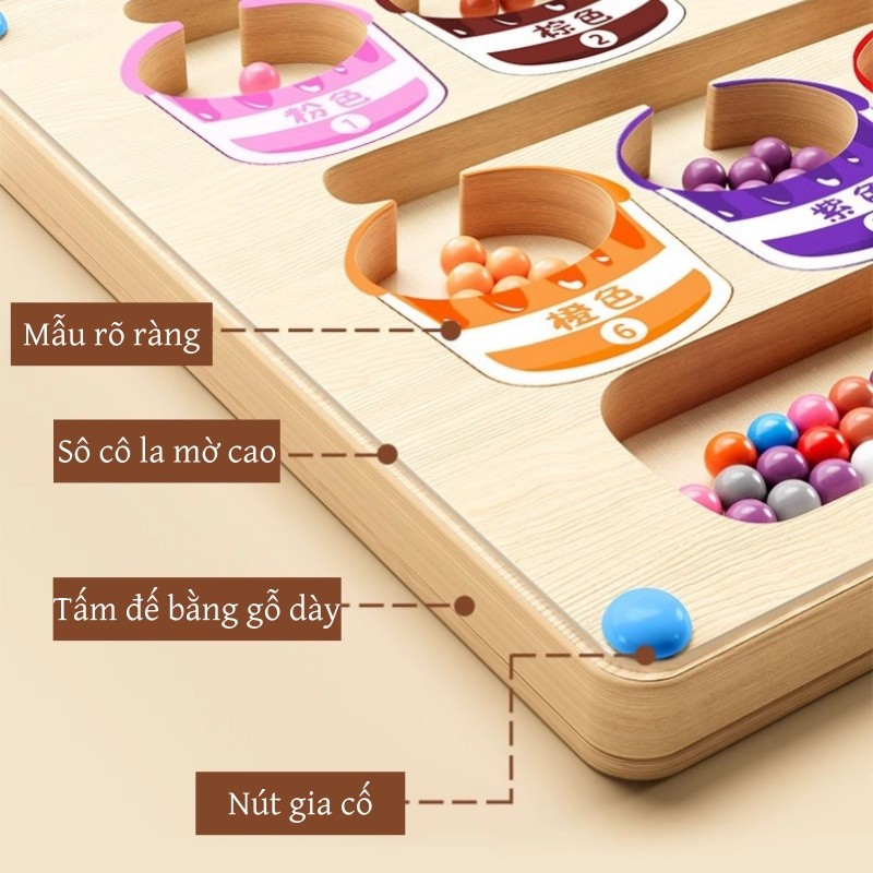 【SKISOPGO】Bảng Gỗ Mê Cung Montessori Nam Châm Giúp Bé Học Số Đếm và Phân Biệt Màu Sắc Mới Mẻ
