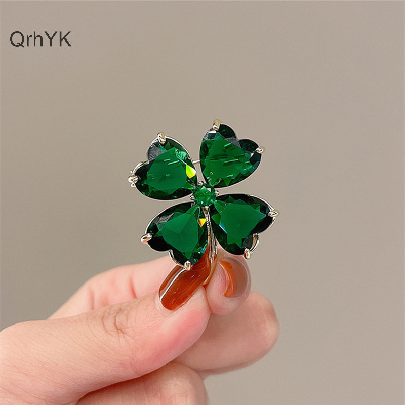 Thời Trang Nhà Máy May Mắn Cỏ Thổ Cẩm Bốn Lá Cỏ Ba Lá Vintage Ngọc Lục Bảo Màu Ve Áo Pin Nữ Cưới Phù Hợp Với Phụ Kiện Trang Sức QrhYK