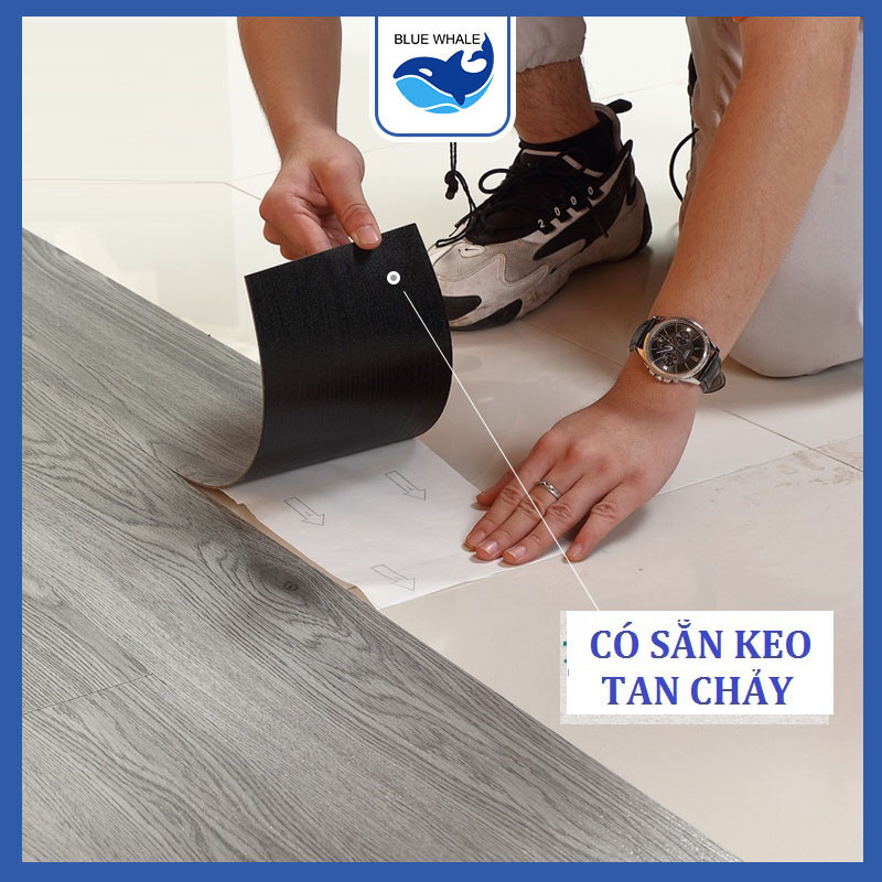 [FREESHIP] - Miếng nhựa lót sàn giả vân gỗ sang trọng, có keo sẵn dễ dán, giá rẻ
