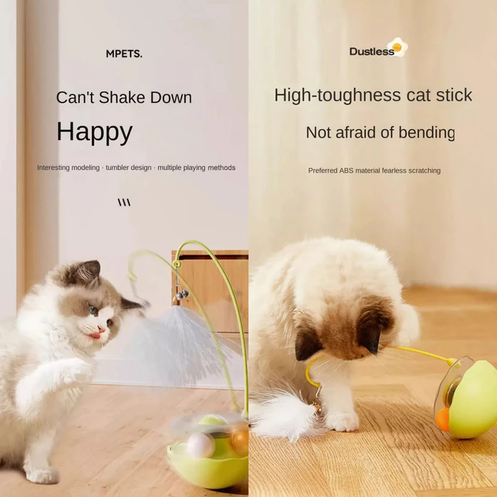 Mèo Tương Tác Đồ Chơi Tumbler Đồ Chơi Cho Mèo Tumbler Lông Mèo Teasing Stick Mèo Con Tương Tác Chống Cắn Bàn Xoay Đồ Chơi Thú Cưng – 5