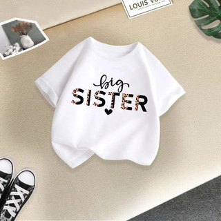 2024 Love Sister Letter In Áo thun trẻ em mùa hè - Trang phục ngắn tay cho bé gái In thời trang & Cơ bản