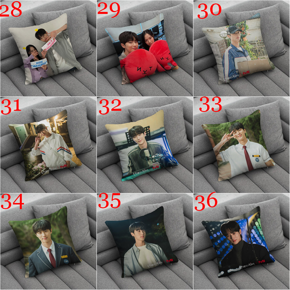 Phim truyền hình Hàn Quốc Lovely Runner Throw Vỏ gối Byeon Woo-Seok & Kim Hye-yoon Vỏ gối in một mặt Phòng khách Sofa Quà tặng ô tô Vỏ đệm Quà tặng trẻ em (Không có lõi)