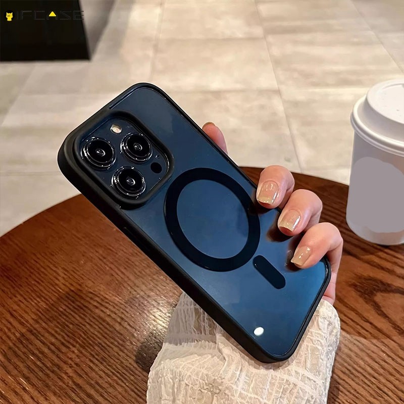 Ốp Từ Tính Tương Thích Cho iPhone 15 14 Plus 13 Mini Pro Max Ốp Điện Thoại Thu Hút Từ Tính Nhiều Màu Sắc Chống Rơi Chống Sốc Trong Suốt Đơn Giản Vỏ Acrylic Cứng Ốp Lưng