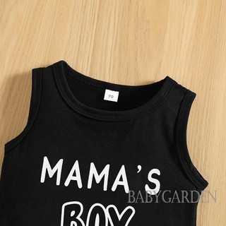 Baga 0-3 Tuổi Bé Trai Bộ 2 Chữ In Hình Tank Áo Có Rách Quần Short Denim Trang Phục Mùa Hè