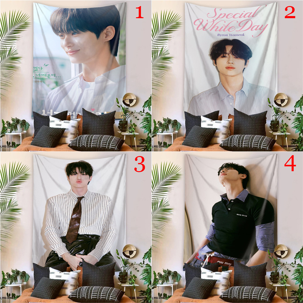 Byeon Woo-Seok Tấm Thảm Treo Tường Có Kẹp Phim Truyền Hình Hàn Quốc Đáng Yêu Runner Polyester Tấm Thảm Phòng Ngủ Treo Tường Tấm Thảm Trang Trí Nhà Cửa