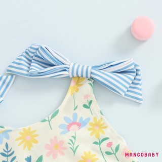 Mg-little Girls Đồ bơi mùa hè không tay Donut / Kem / Bộ đồ tắm xếp nếp in hoa