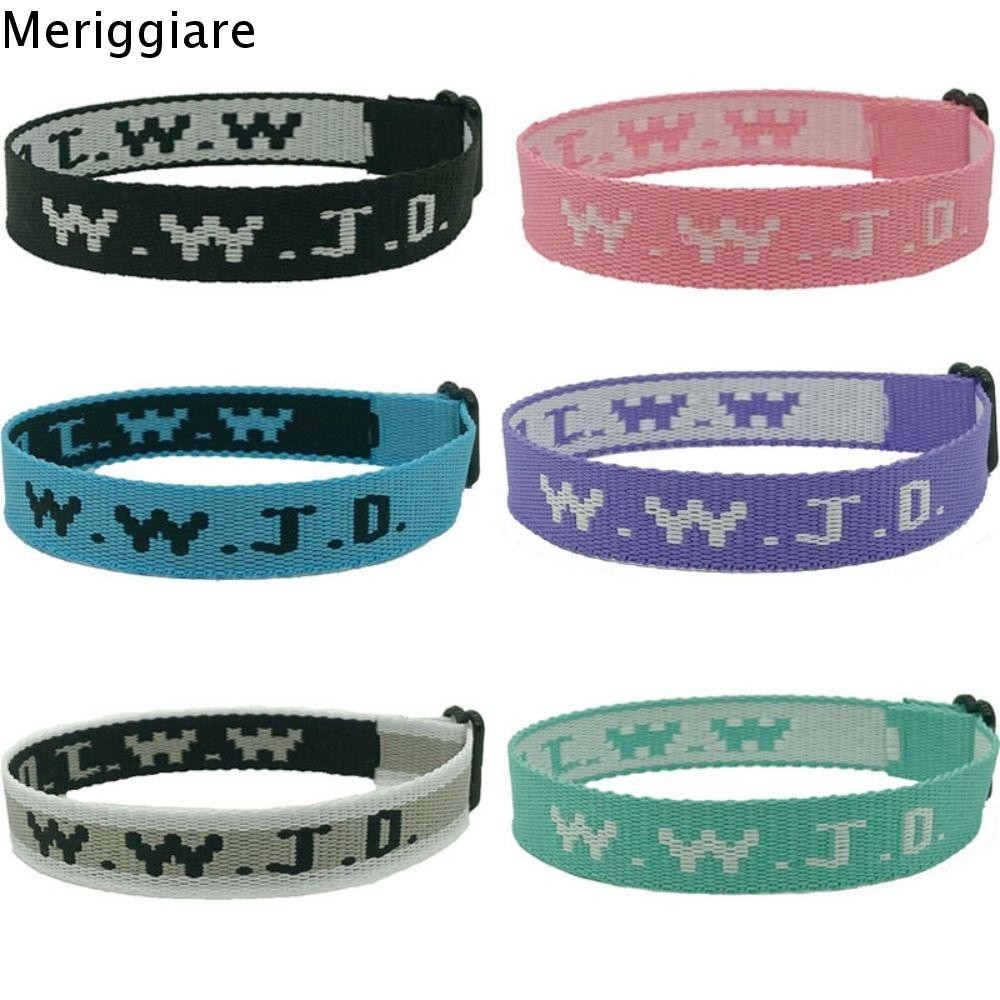 MERIGGIARE W.W.J.D. Webbing Vòng Tay, Chúa Giêsu Sẽ Làm Gì Dây Bện Đàn Hồi Vòng Tay, Phụ Kiện Thời Trang Màu Kẹo Cao Su Động Lực Dây Đeo Tay Dành Cho Nữ