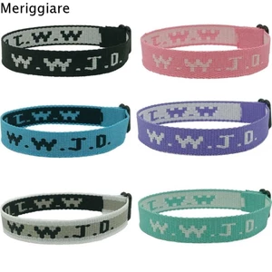 MERIGGIARE W.W.J.D. Webbing Vòng Tay, Chúa Giêsu Sẽ Làm Gì Dây Bện Đàn Hồi Vòng Tay, Phụ Kiện Thời Trang Màu Kẹo Cao Su Động Lực Dây Đeo Tay Dành Cho Nữ