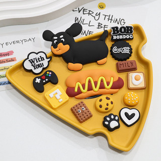 MEOWU Charm dán 3D Chó Lạp Xưởng dễ thương, sticker nổi trang trí đồ dùng học tập laptop, điện thoại