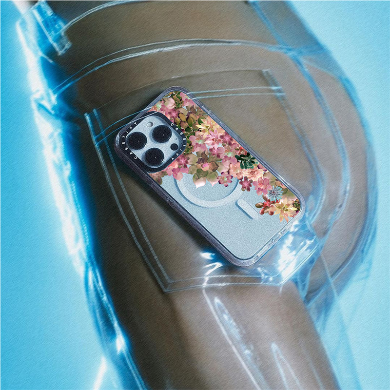 Casetify X Một bức màn của những giấc mơ Hút từ tính Trong suốt Cứng Acrylic Mặt sau TPU Edge Case Sideband Phông chữ Vỏ điện thoại Vỏ tác động cho Apple IPhone 13 14 15 Pro Max