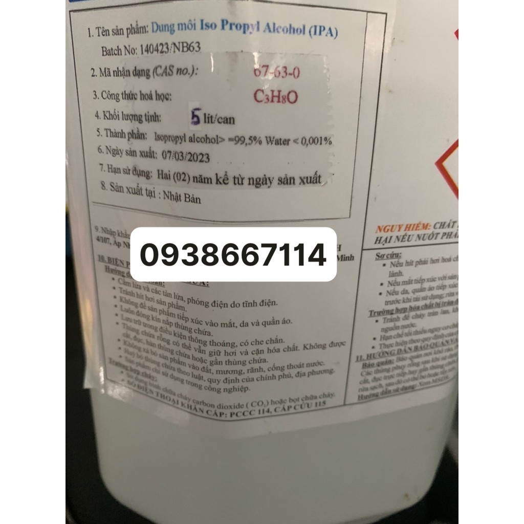 (Hỏa tốc) Chất Isopropyl alcohol IPA 2-propanol 99.7% C3H8O chai 500ml ...