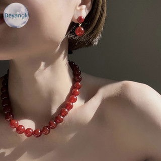 Deyangk Màu Đỏ Mã Não Đá Tự Nhiên Đính Hạt Dây Chuyền Nữ Mạ Vàng Hạt Chokers Pendientes VN