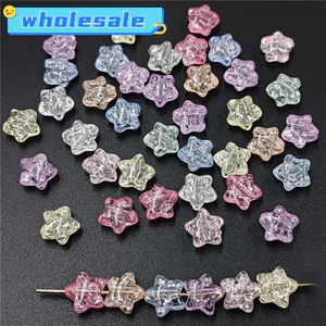 50-100 Chiếc Acrylic Năm Cánh Ngôi Sao Giả Thủy Tinh Rời Hạt Nổ Đáy Phẳng Vòng Tay Vòng Cổ Phụ Kiện Vật Liệu Thủ Công DIY Thời Trang