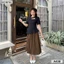 Áo kiểu peplum đắp chéo cut out BEMINE A438
