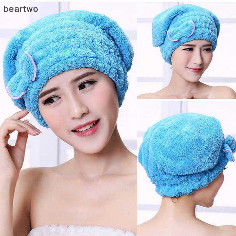 < Beartwo > Microfibre Nhanh Khô Tóc Tắm Spa Nơ Quấn Khăn Tắm Phụ Kiện Phòng Tắm Tắm Tắm Cho Nữ Tóc Đẹp