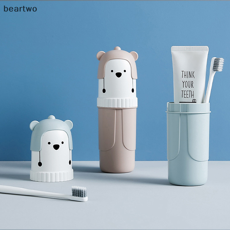 < Beartwo > Hộp đựng bàn chải đánh răng di động dễ thương Hộp đựng bàn chải đánh răng du lịch Hộp đựng đồ đẹp