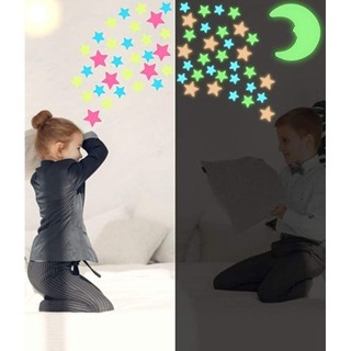 MARBLEM 100 Cái / bộ Decal Dạ Quang, Nhãn Dán Tường Dạ Quang Ngôi Sao Nhiều Màu Sắc DIY, Thời Trang Phát Sáng Trong Bóng Tối Trang Trí Mầm Non Dán Nghệ Thuật Treo Tường Trẻ Em Trang Trí Phòng Bé