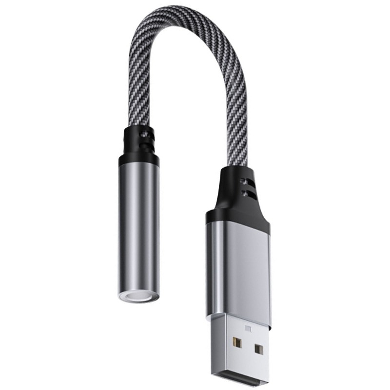 Cáp thính giác KIKIN Silver Grey USB sang 3 5mm cho tai nghe và micrô