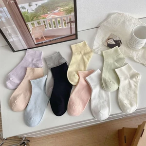 Vớ tất cổ trung nam nữ thun lạnh trơn màu pastel mịn