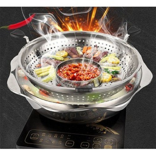 Nồi Lẩu Xoay Nâng 2 Tầng Cao Cấp Dùng Được Tất Cả Các Loại Bếp: Bếp Ga, Bếp Từ, Bếp Hồng Ngoại