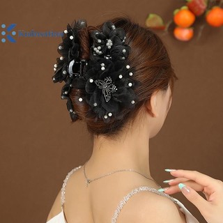 Kudosation Nữ Lưới Hoa Ngọc Trai Cua Tóc Vuốt Nữ Cô Gái Tính Khí Thời Trang Mũ Đen