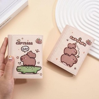 Ví Capybara RISEDUT, Ví đựng tiền xu dung tích lớn bằng da PU, Túi đựng thẻ ảnh hoạt hình có thể gập lại di động dễ thương cho bé gái