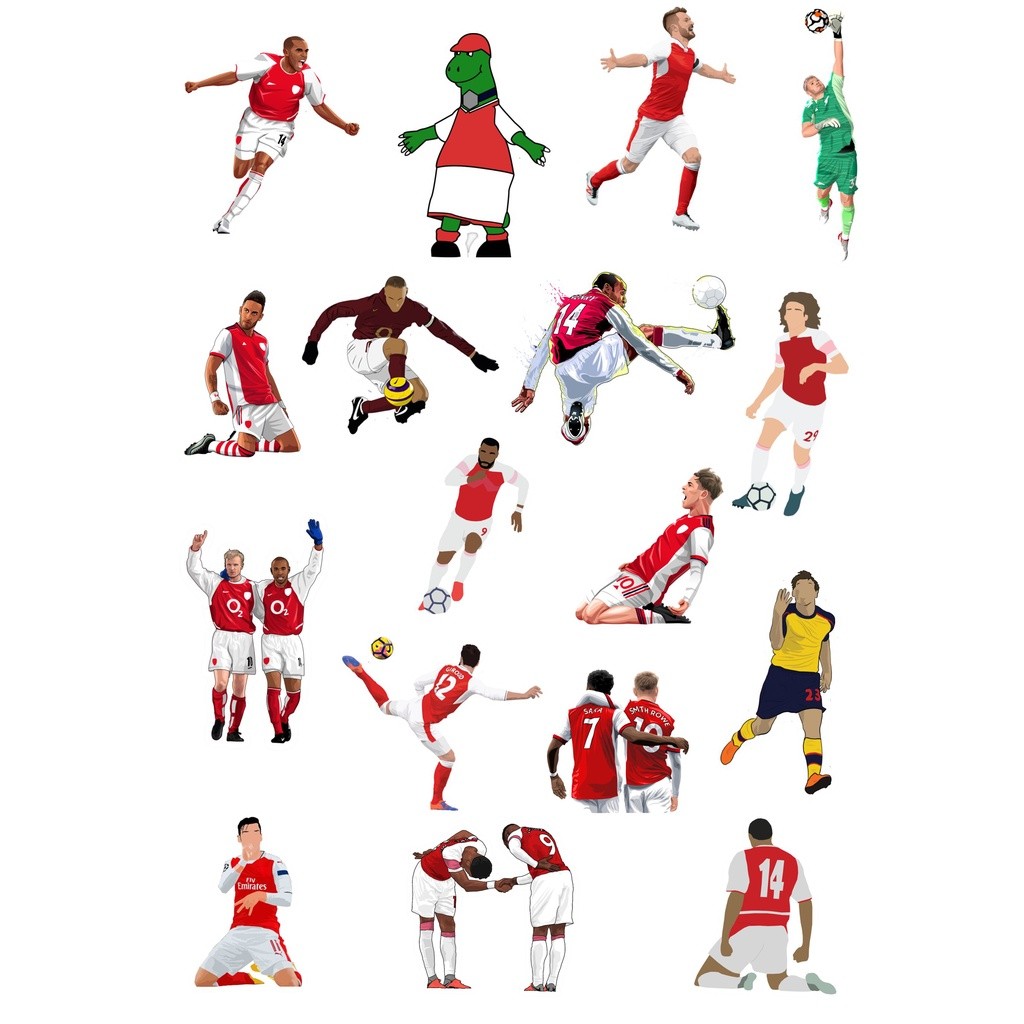 Bộ 33 hình dán CLB Arsenal, sticker pháo thủ Arsenal, hình dán bóng đá ...