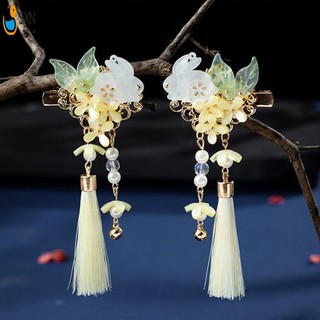 2 Mảnh Nữ Bên Kẹp Tóc Chống Trơn Trượt Tua Rua Handmade Ngọc Thỏ Đồ Trang Trí