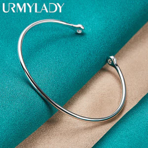 URMYLADY Bạc 925 Mịn Mịn Vòng Tay Mở Vòng Tay Cho Nữ Trang Sức Quyến Rũ Thời Trang
