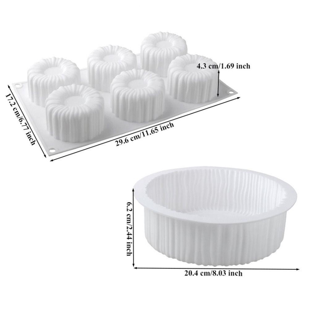 Khuôn sô cô la LAKAM, 1 / 6 ô Kết cấu cuộn dây hình trụ Khuôn làm bánh, Khuôn bánh Pudding tái sử dụng chịu nhiệt bằng silicon cao cấp