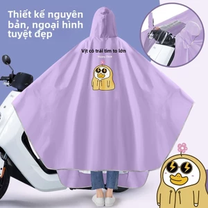 Áo Mưa Người Lớn Nữ màu đặc Áo mưa bảo vệ toàn thân vải Eva(Có Khóa Kéo, Có Cúc Bấm, Đeo cặp)sử dụng cho Xe điện/xe máy