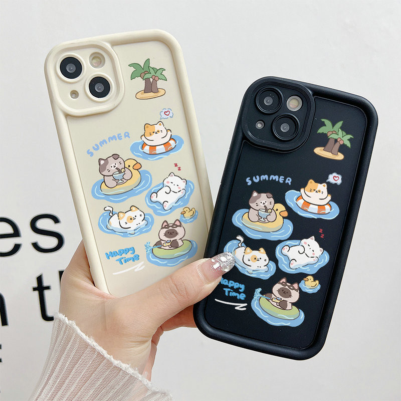 Ốp Lưng Cho OPPO Reno 13 12 11 10 8 7 6 5 4 3 A7 A5S A5 A9 A3S A12E F11 Pro F9 F7 A83 A98 A94 A93 A79 A78 Thiết Kế Mắt Thiên Thần Chống Rơi Họa Tiết Mèo Bơi Mùa Hè
