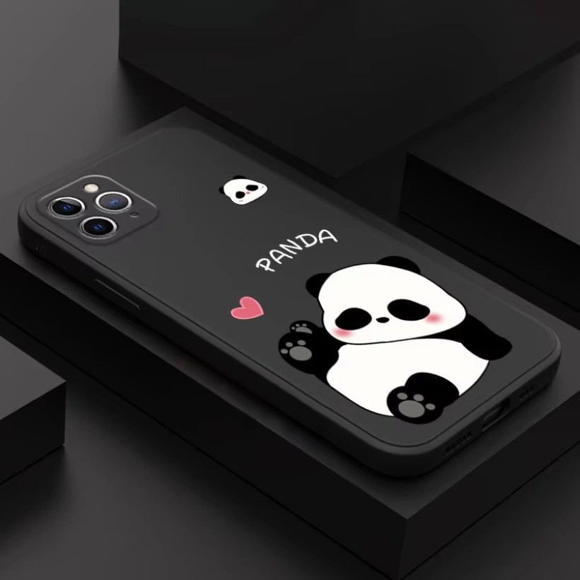 Ốp Điện Thoại Cho Redmi Note 14 Pro + Redmi 12C 10A K20Pro Redmi Note 7 8 ProCartoon Vỏ Gấu Trúc Dễ Thương Viền Vuông Mặt Sau TPU Mềm