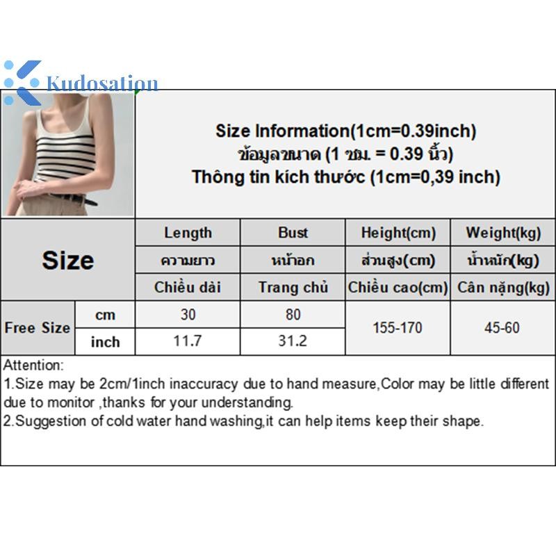 Kudosation Thời Trang Mùa Hè Sọc Cổ Vuông Không Tay Cơ Bản Mỏng Dệt Kim Tank Top Dành Cho Nữ Đẹp