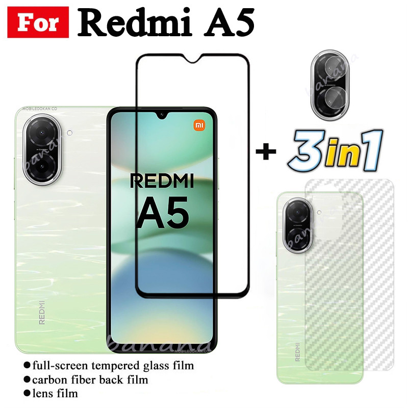 Phim Kính Cường Lực 3 TRONG 1 Redmi A5 Cho Redmi A4 Redmi 3 Full Cover Kính Bảo Vệ Màn Hình + Phim Ống Kính Máy Ảnh + Phim Mặt Sau