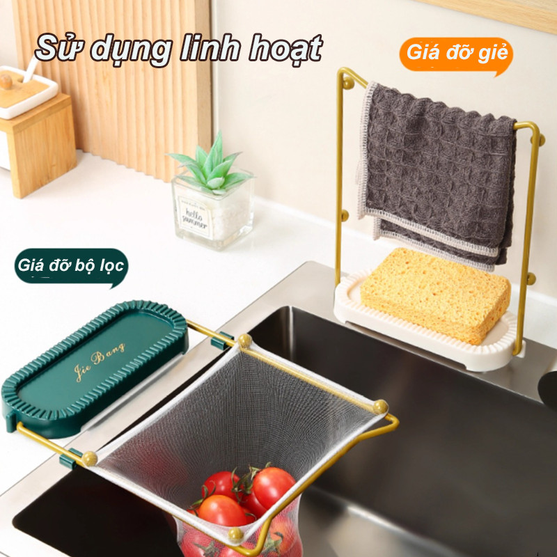 Lọc rác gắn bồn rửa chén bát,Giá Lọc Thức Ăn Thừa Gấp Gọn Đa Năng，Bao gồm 1 khung, 50 túi lọc rác