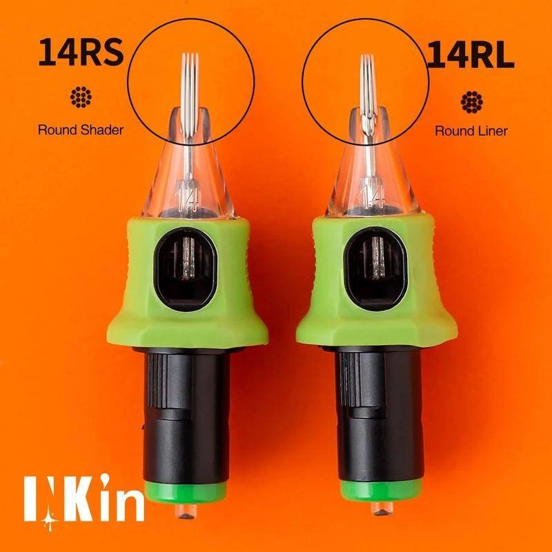 Inkin Kelly Hộp Mực Kim Silicon Mềm Quấn Rl Rs Hình Xăm Kim Màng An Toàn Cho Hộp Mực Máy Xăm 16 Cái / hộp