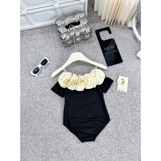 10-30kg Bikini hoa hồng trễ vai sang chảnh cho bé gái, bộ bơi cho bé gá