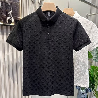 Esea Thời trang jacquard đơn giản giản giản dị áo sơ mi POLO dáng ôm vừa vặn nam áo thun ngắn tay