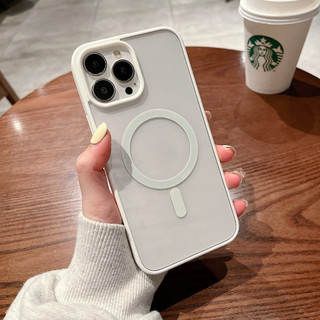 Ốp điện thoại sạc không dây từ tính cứng Acrylic trong suốt cho iPhone 15 14 13 12 11 Pro Max Mini X Xs XR 7 8 Plus