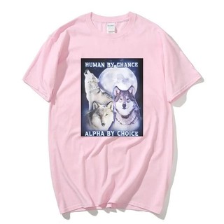 Human By Chance Alpha By Choice Alpha Wolf In Áo nam Cotton Dạo Phố Áo Thun Thể Dục Tay Ngắn Tee Nam Quần Áo