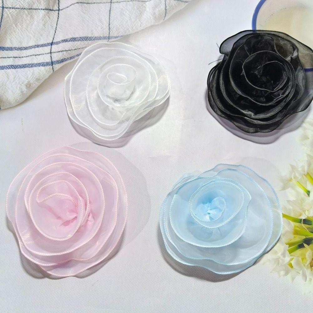 Trâm cài hoa hồng MERIGGIARE, Trâm cài ghim sợi nhiều lớp DIY, may vá thời trang đính quần áo thủ công Trang trí váy Organza Trâm cài hoa nhiều lớp dành cho nữ
