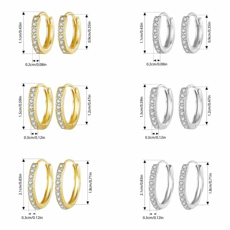 Bông tai vòng bạc Bamoer 925 lấp lánh Trang sức tối giản Quà tặng dành cho nữ